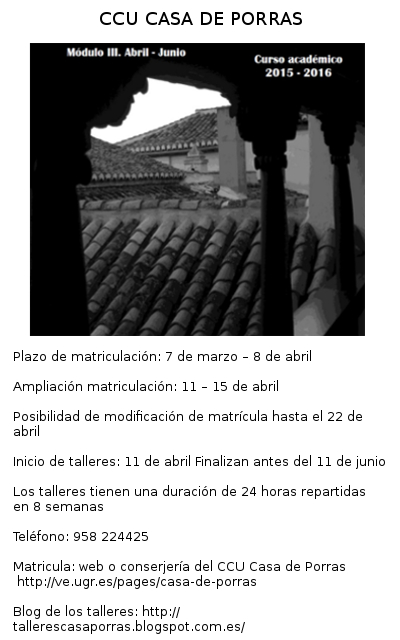 ©Ayto.Granada: Enredate: Talleres Casa de Porras